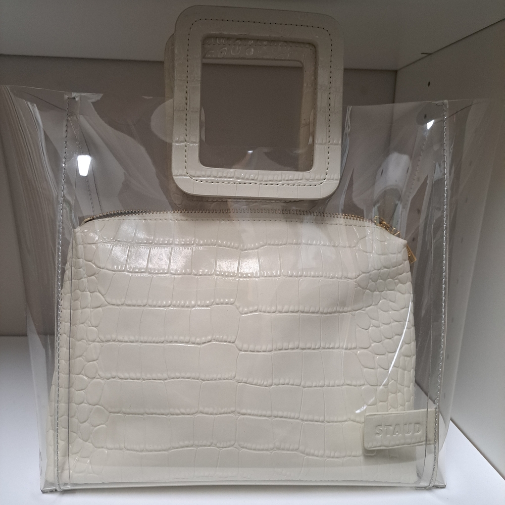 Staud Cream Croc-Embossed Women's Bag